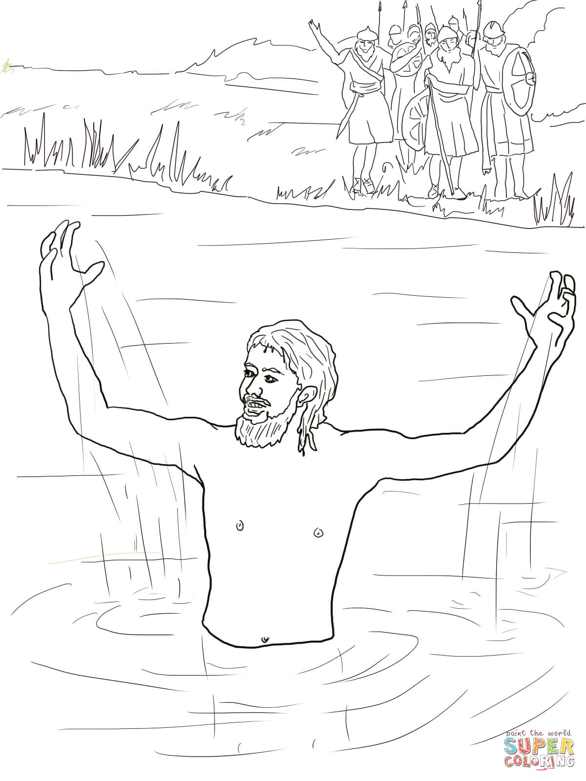 Dibujo de eliseo sana a naamãn para colorear dibujos para colorear imprimir gratis