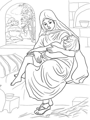 Shunammite woman and her son coloring page free printable coloring pages sunday school coloring pages bible coloring pages bible story crafts