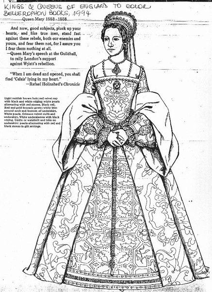 Renascimento elizabethan fashion colouring pages color