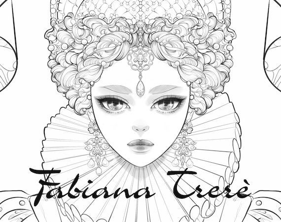 Digital stamp elizabeth i coloring line art coloring page for adults grayscale instant download queen england tudor elizabethan era