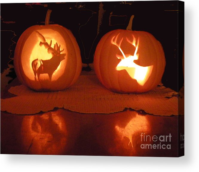 Wildlife halloween pumpkin carving acrylic print by dale jackson