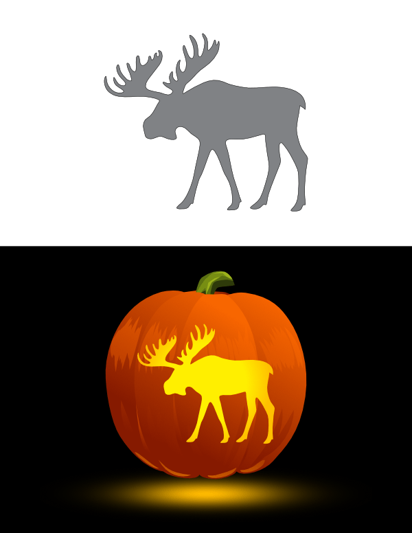 Printable moose pumpkin stencil