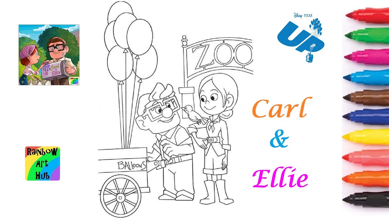 Up movie coloring page carl and ellie