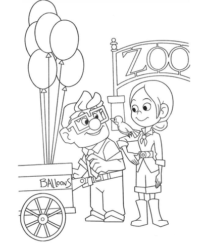 Carl and ellie in a zoo coloring page free printable coloring pages