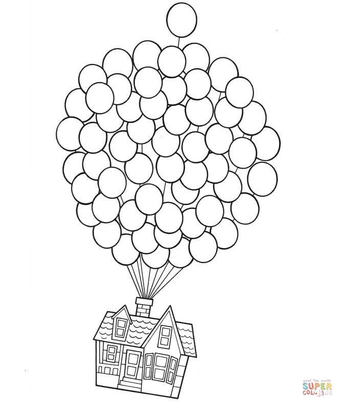 House on balloons coloring page free printable coloring pages