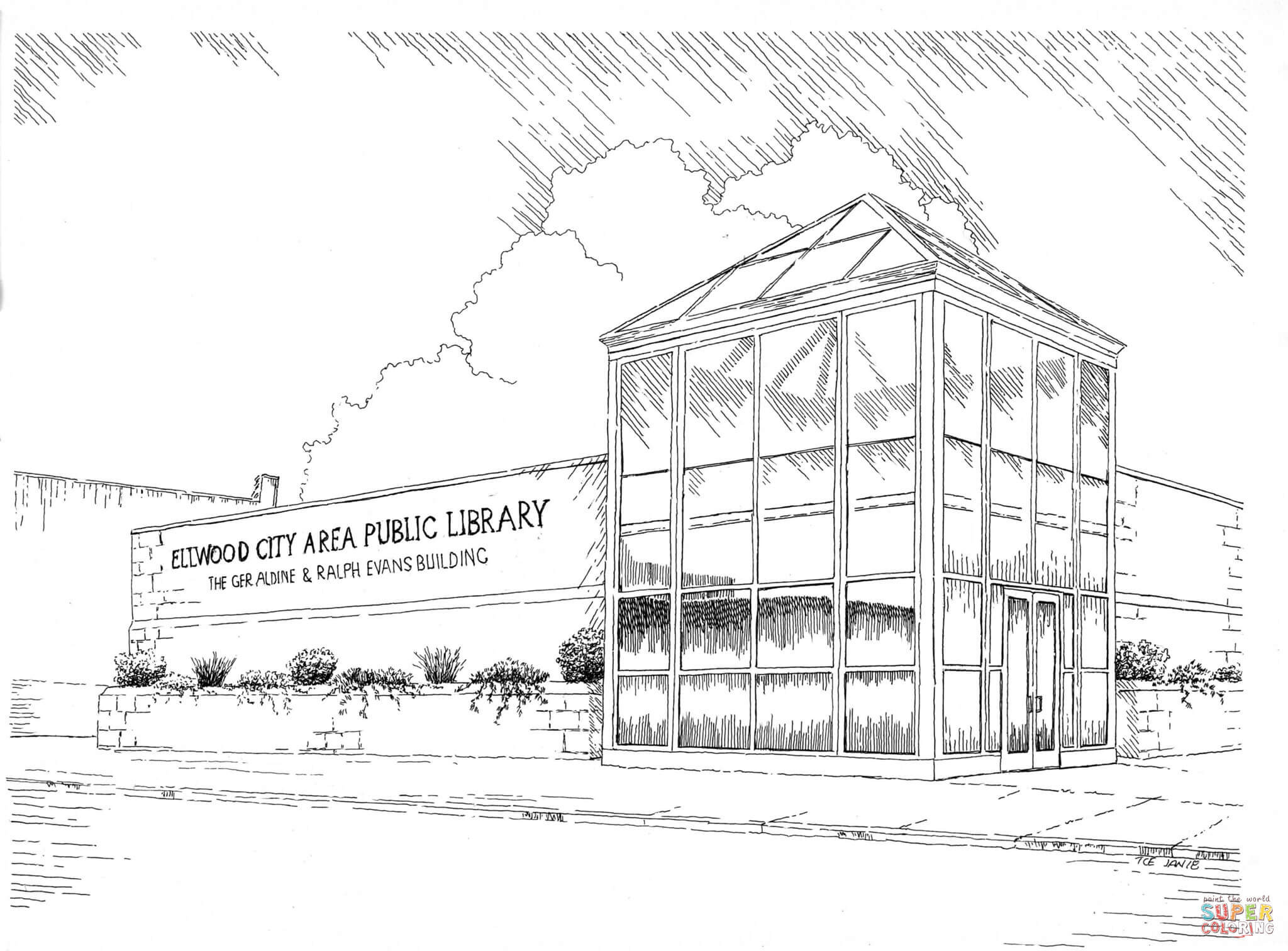 Ellwood city library coloring page free printable coloring pages