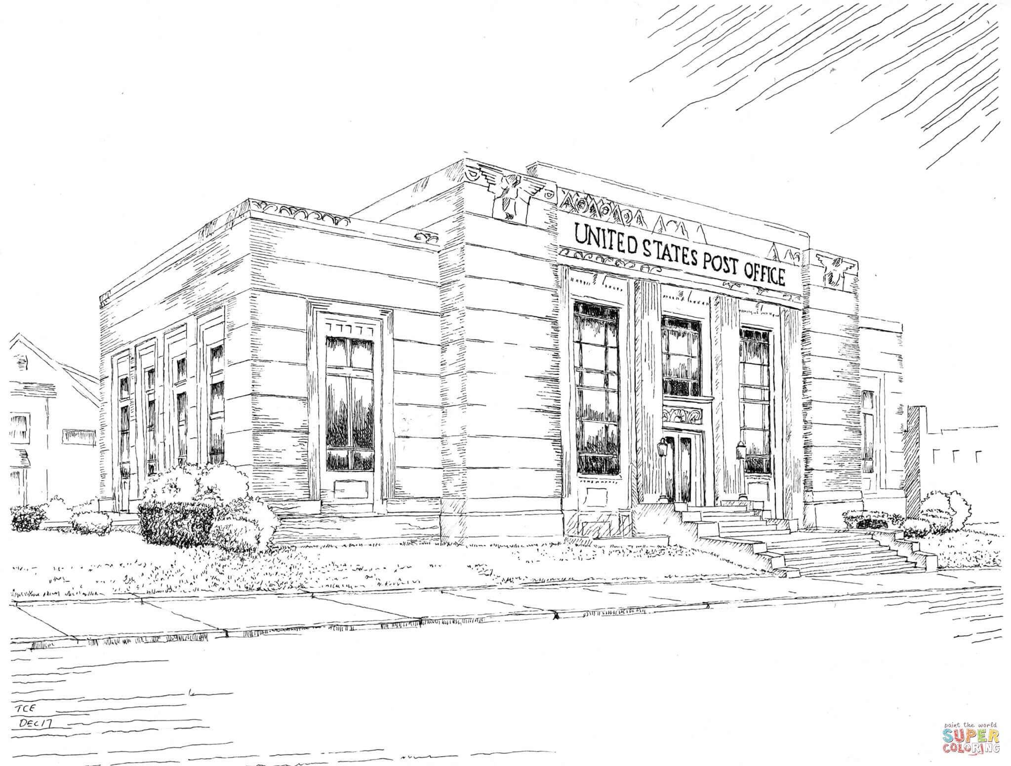 Ellwood city post office coloring page free printable coloring pages