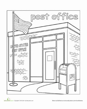 Prchool coloring worksheets paint the town post office post office activiti post office community helpers prchool activiti
