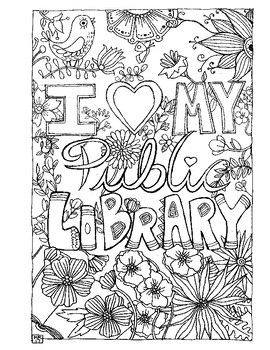 I love my public library coloring page coloring pages library week library posters
