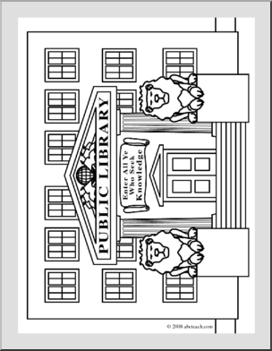 Clip art buildings library coloring page i