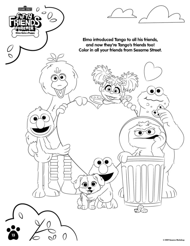 Elmos puppy tangos friends kids coloringâ kids for parents