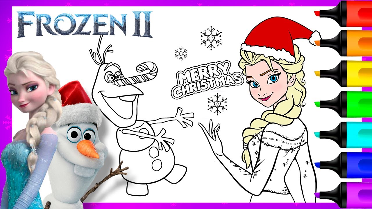 Coloring frozen elsa and olaf christmas frozen coloring