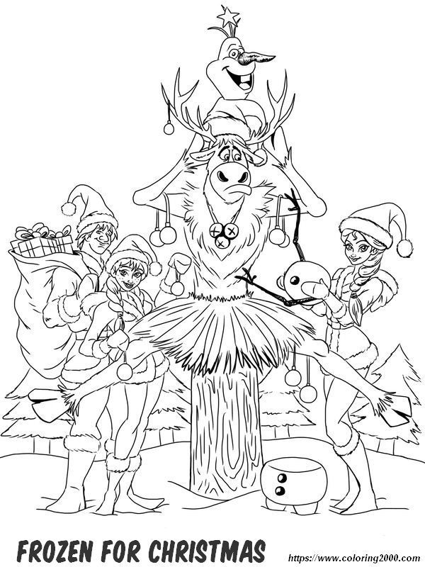 Coloring christmas page frozen from disneyjpeg to print out or color online