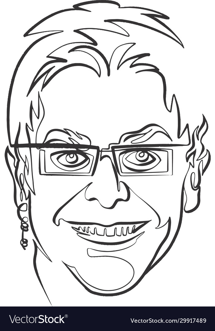 Elton john portrait continuous line royalty free vector