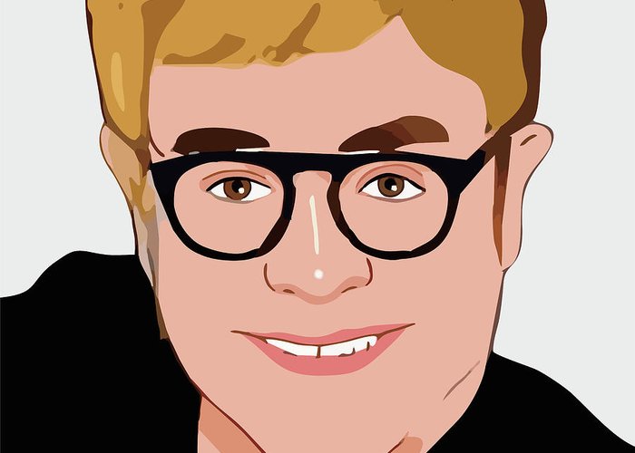 Elton john cartoon portrait greeting card by ahmad nusyirwan