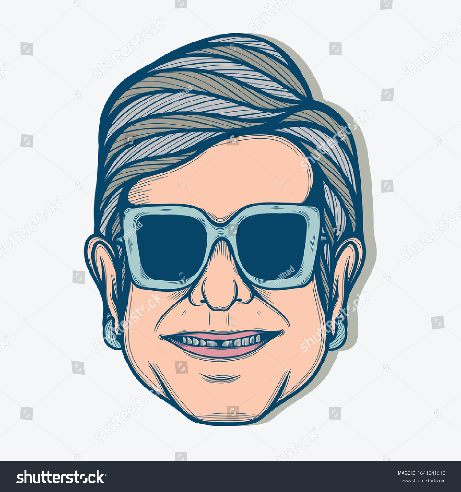 February portrait elton john english stock vector royalty free