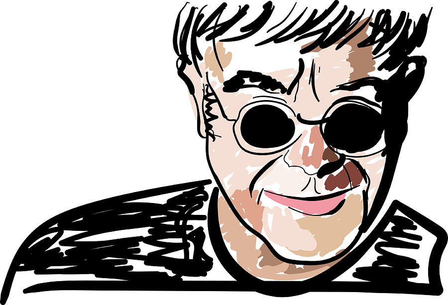 Elton john mixed media by alexey bazhan