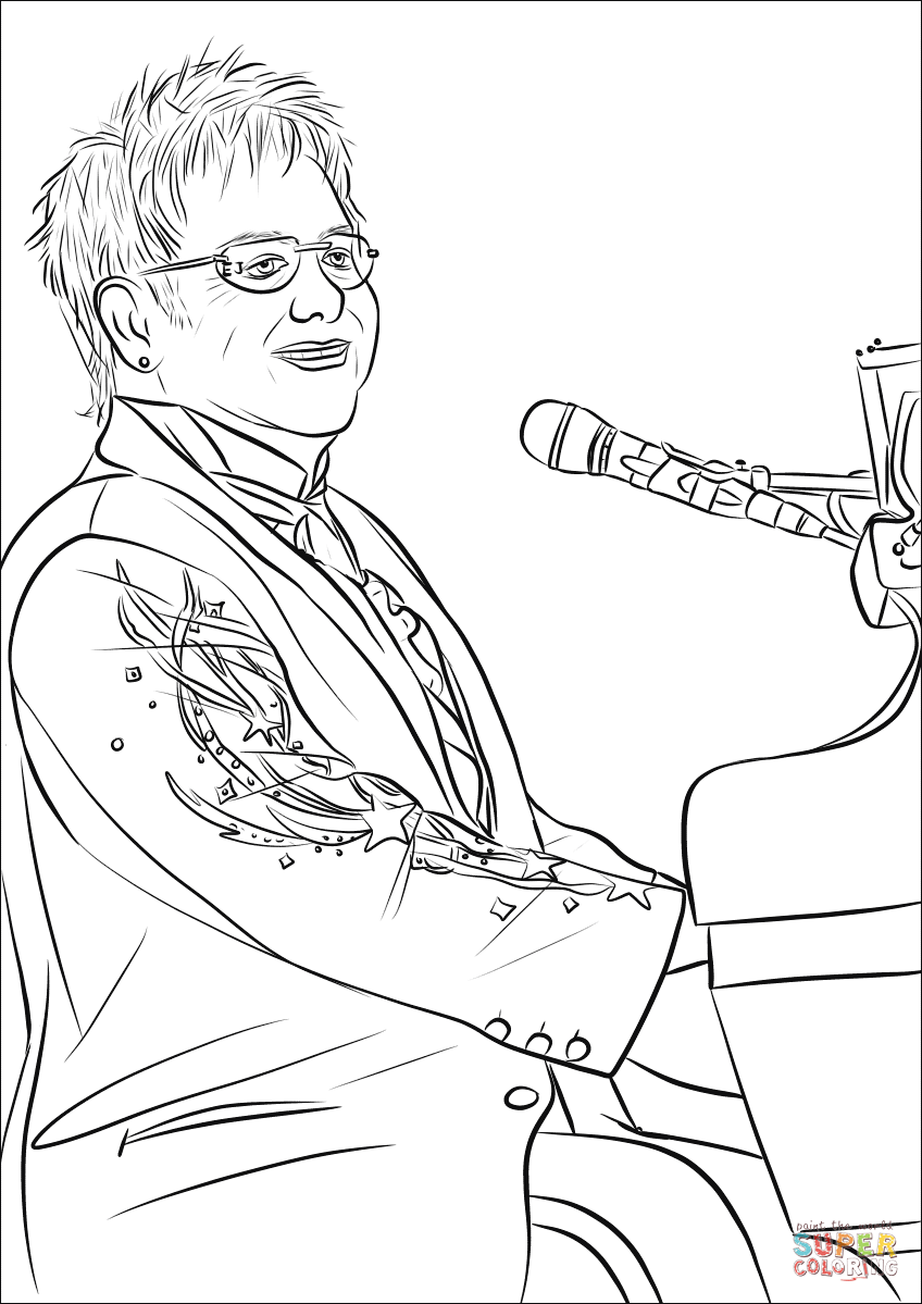 Elton john coloring page free printable coloring pages