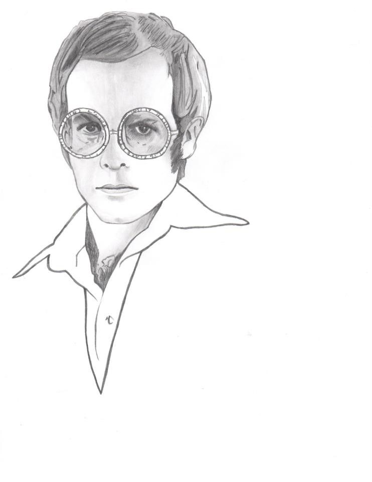 Elton pencil drawing sketches drawings lino art