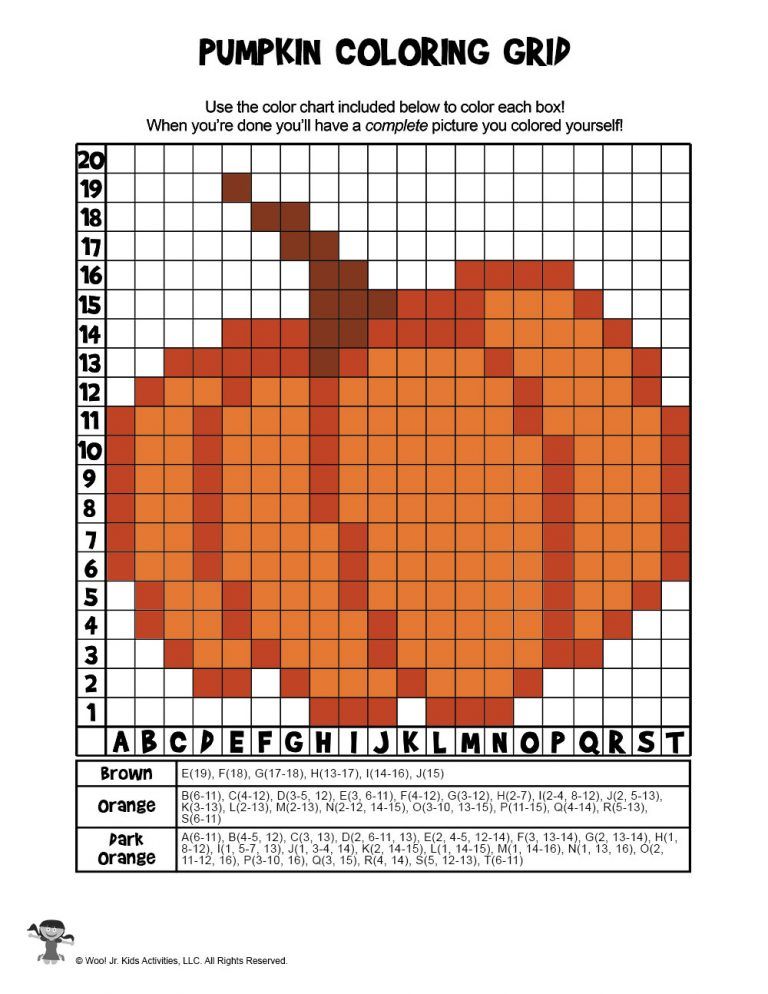 Fall grid coloring pages mystery picture activities woo jr kids activities childrens publishing pumpkin cross stitch fall cross stitch cross stitch designs