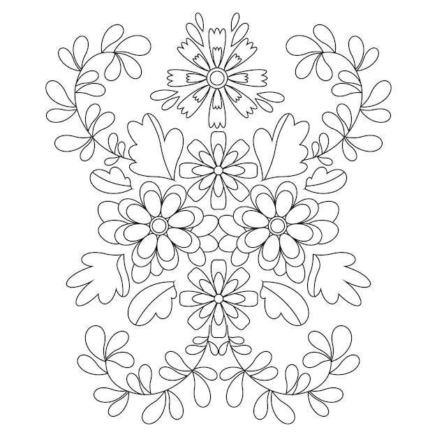 Premium vector mexican embroidery pattern in outline coloring page