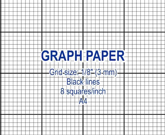 Graph paper printable mm grid cross stitch design squares per inch black lines a instant download pdf instant download