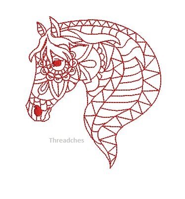 Horse redwork embroidery design â