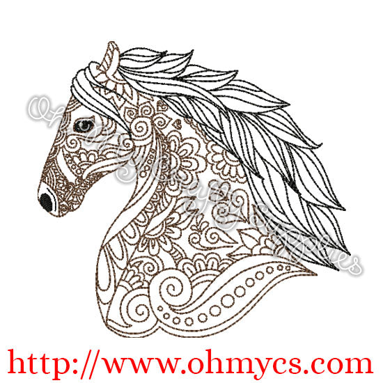 Henna horse head embroidery design oh my crafty supplies inc