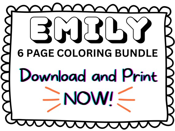 Emily coloring page printable name coloring page custom coloring personalized gift colouring page kids name sheet