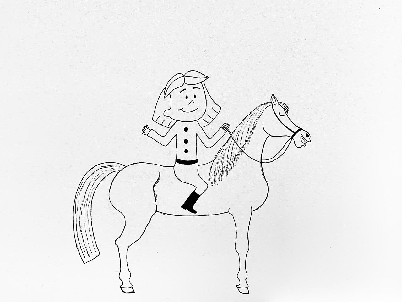 Emily elizabeth riding a horse outline by jonstallion on