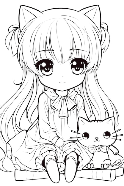Premium vector kawaii coloring page