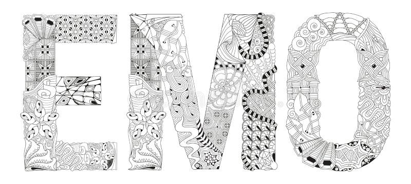 Word emo for coloring vector decorative zentangle object stock vector