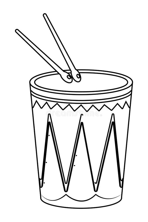 Drum musical instruments in black and white stock vector