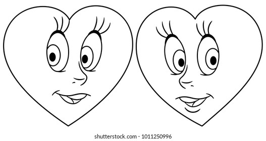 Coloring page coloring book cartoon heart stock vector royalty free