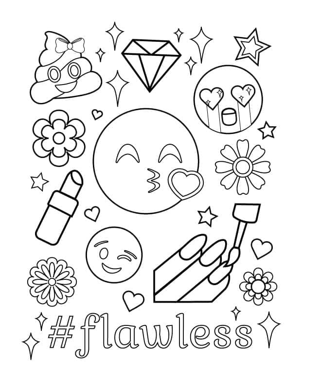 Cute emoji coloring page