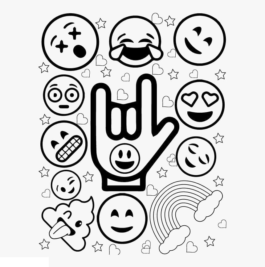Cute emojis coloring page