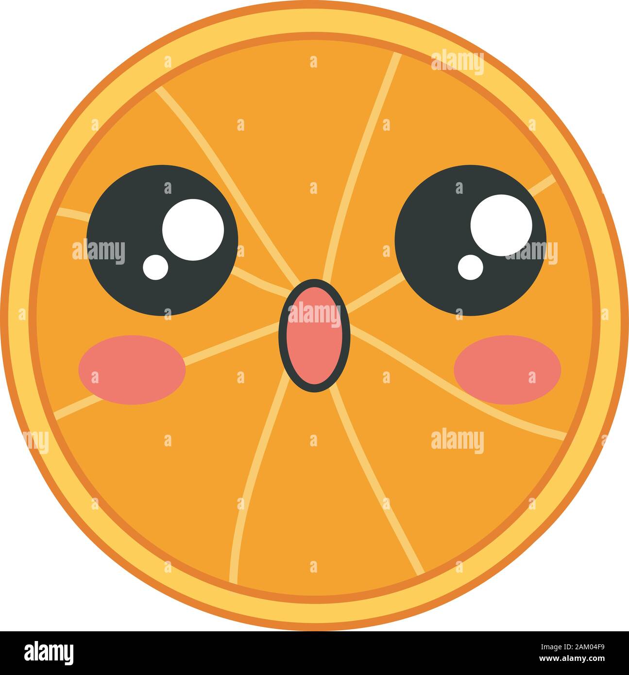 Orange cute kawaii carãcter vectorial asombrado de las frutas con la boca abierta angustiados los alimentos gracioso emoji emoticon sorprendido cartoon aislados de ilustraciãn a color imagen vector de stock