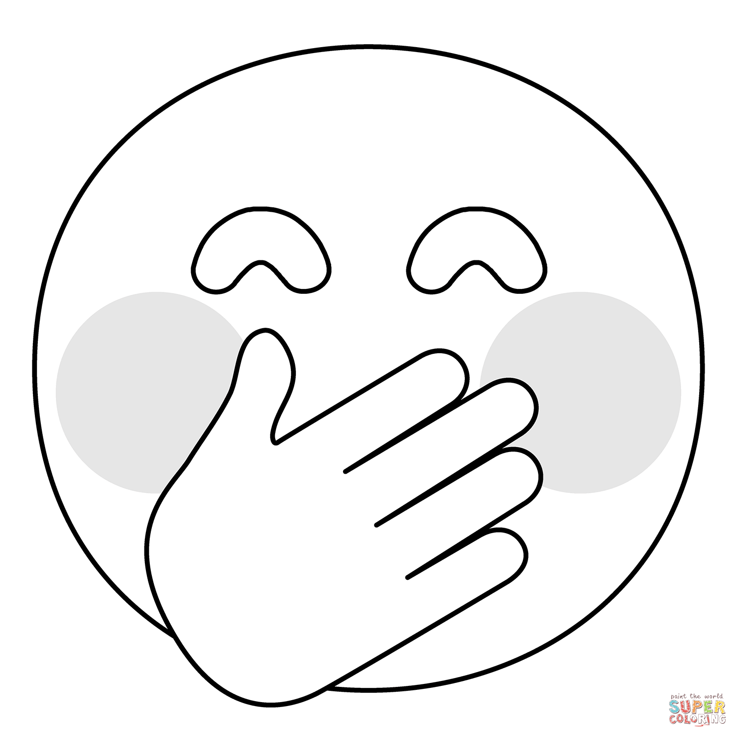 Face with hand over mouth emoji coloring page free printable coloring pages