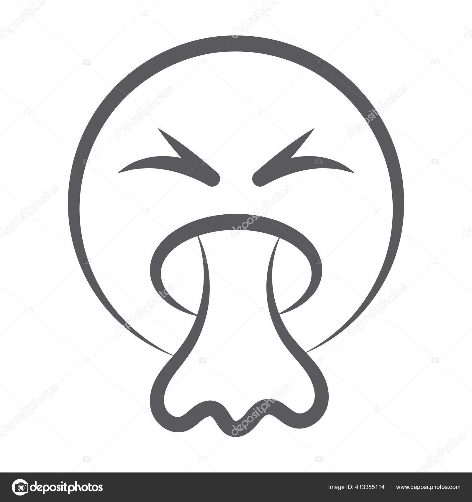 Face open mouth vomiting emoji doodle line style stock vector by smashingstocks