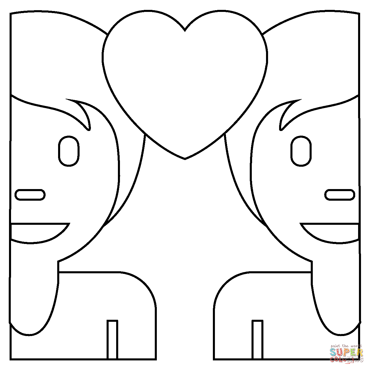 Dibujo de pareja con emoji de corazãn para colorear dibujos para colorear imprimir gratis