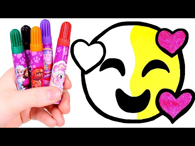 Dibuja y colorea un eoji con corazones ðð dibujo de eoticonos