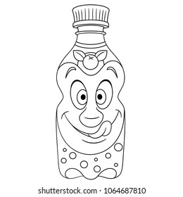Orange juice bottle coloring page happy vector de stock libre de regalãas