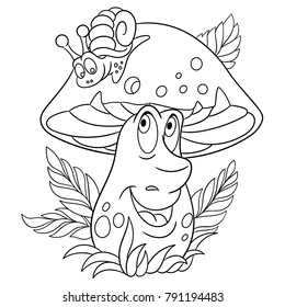 Pãgina colorear libro coloreado caricatura porcini vector de stock libre de regalãas