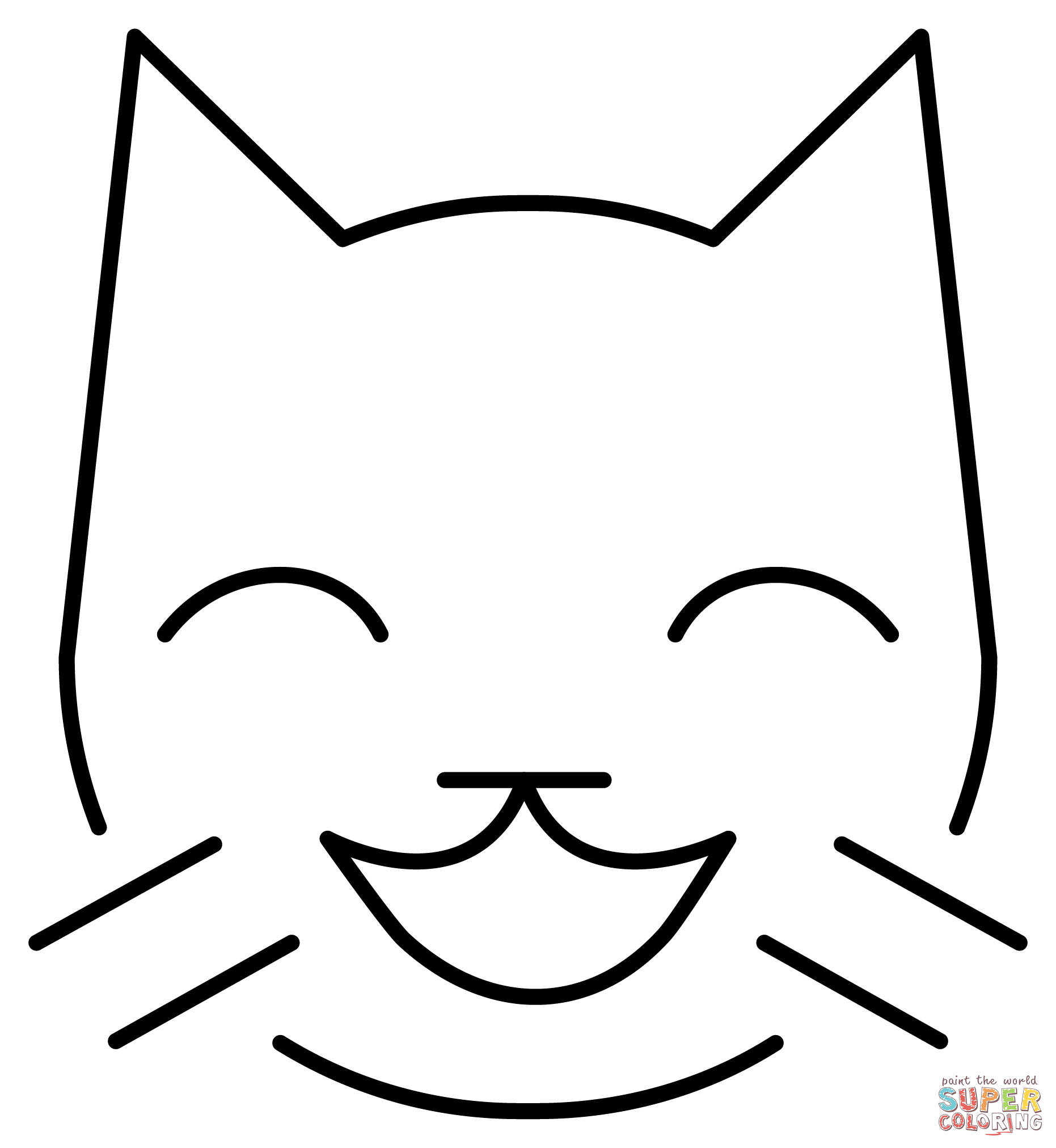 Dibujo de gato sonriente con emoji de ojos sonrientes para colorear dibujos para colorear imprimir gratis