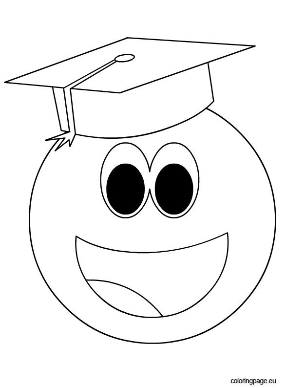Smiley face with graduation cap coloring page coloring pages kids graduation graduation crafts