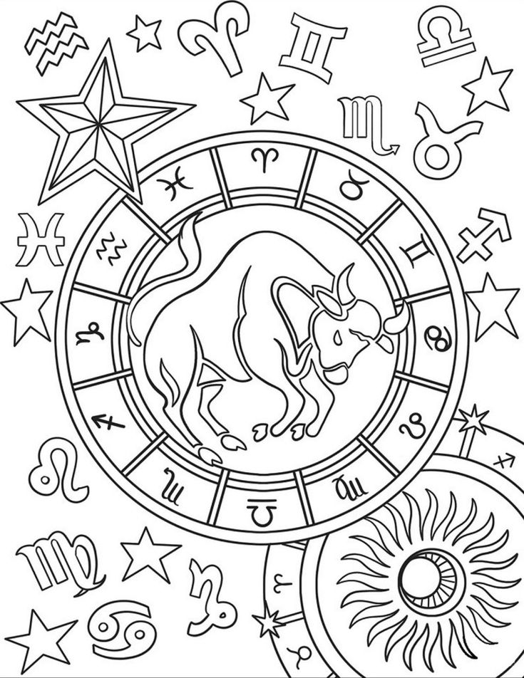 Page astrology coloring book digital download printable