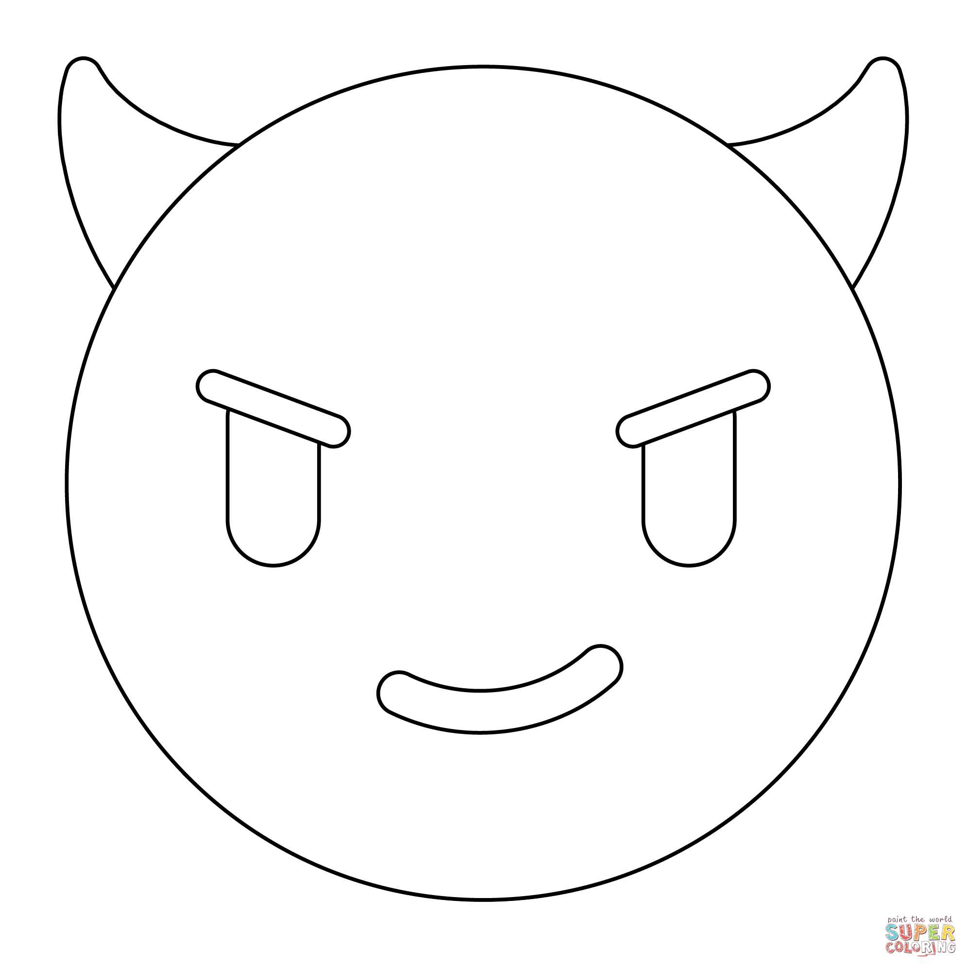 Devil horns face emoji coloring page free printable coloring pages