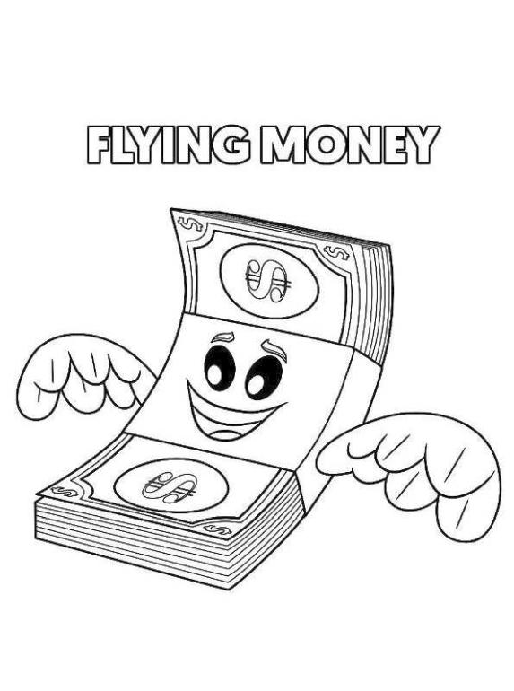 Get this emoji movie coloring pages printable flying money