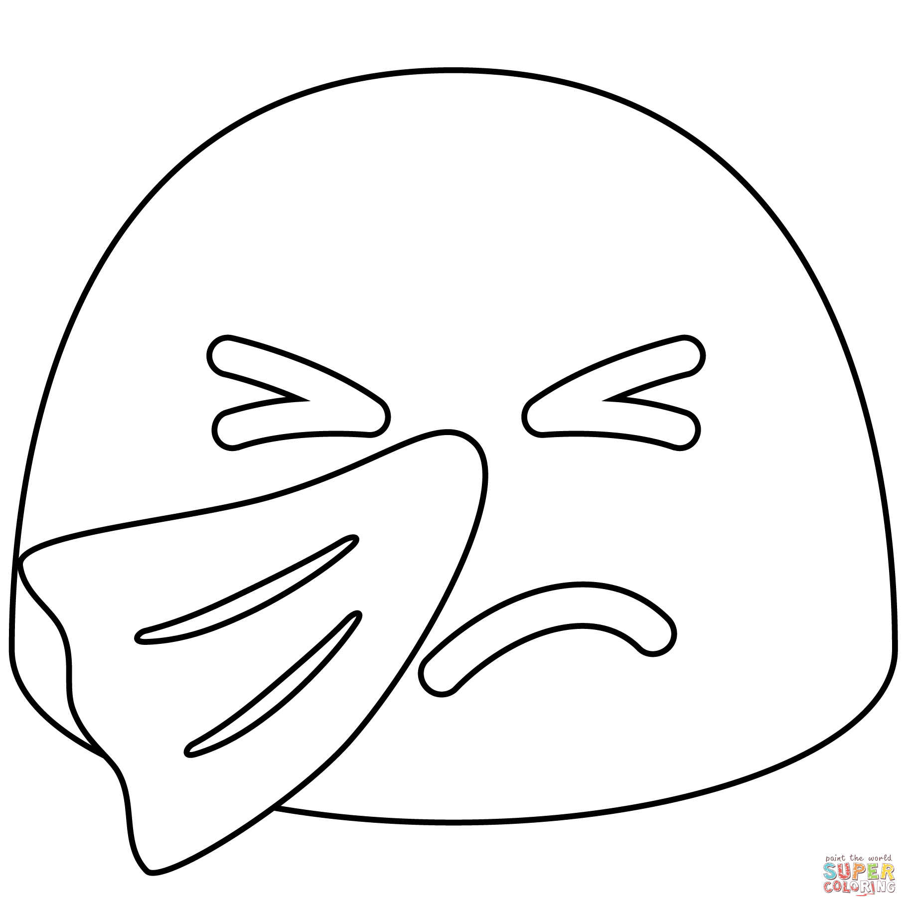 Sneezing face emoji coloring page free printable coloring pages