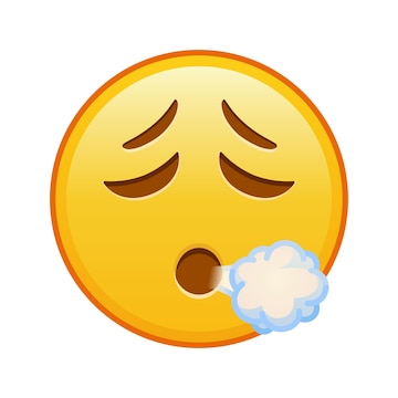 Premium vector face exhaling large size of yellow emoji smile